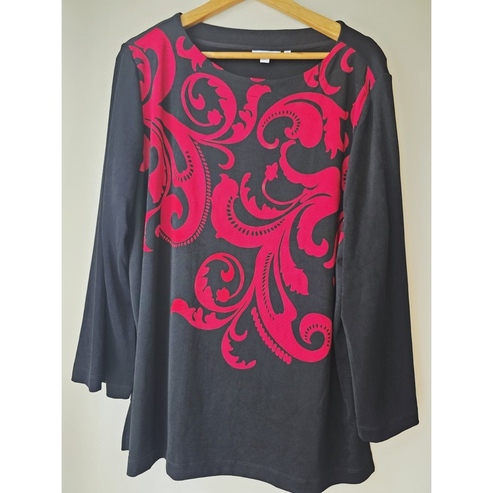 Chico's Travelers Scroll Print Bell Sleeve Tunic Women's Top Size XXL